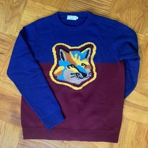 Maison Kitsune Colorblock Fox Head Sweater